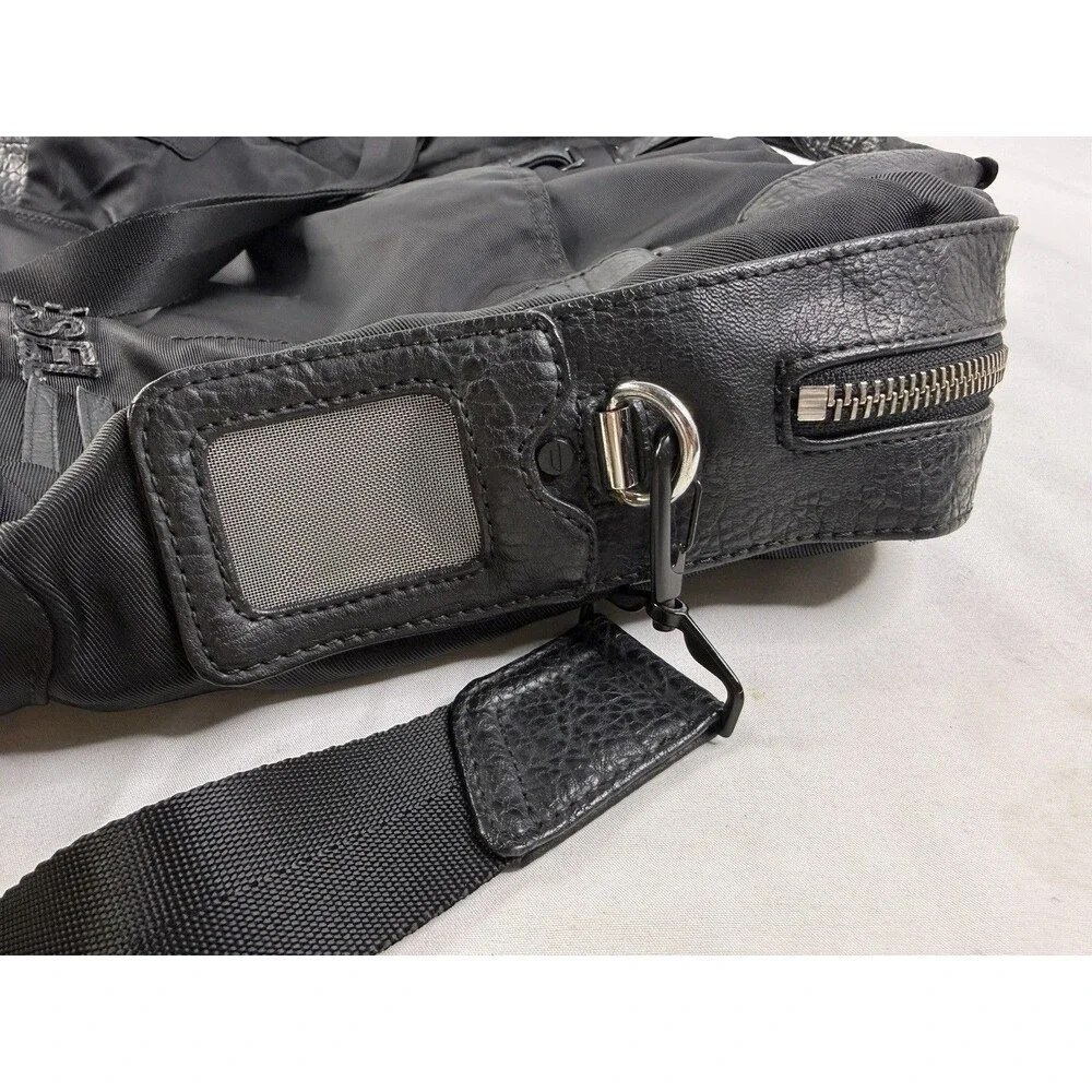 Retro Y2K DIESEL Tote Bag Large Capacity Boston Nylon Leather Black Vintage